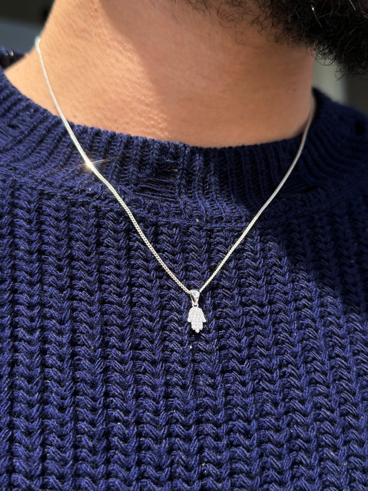 Clear Hamsa-Grommet Necklace Sterling Silver 925s