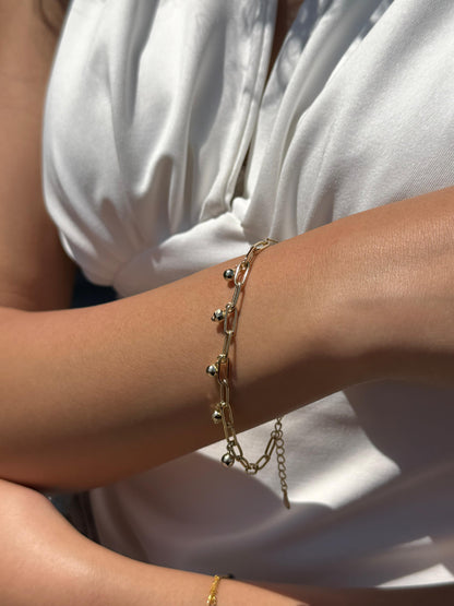 Gold plated Dangling Beads Bracelet -in Sterling Silver -925