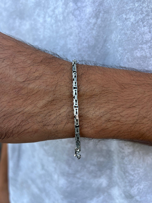 Rounded king Bracelet for Men's Sterling Silver 925s-21cm