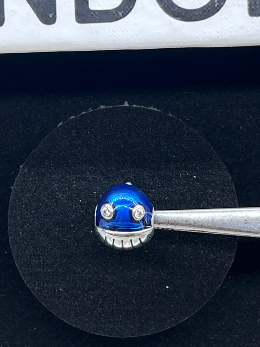 925 Silver Blue Shimmering Narwhal Charm