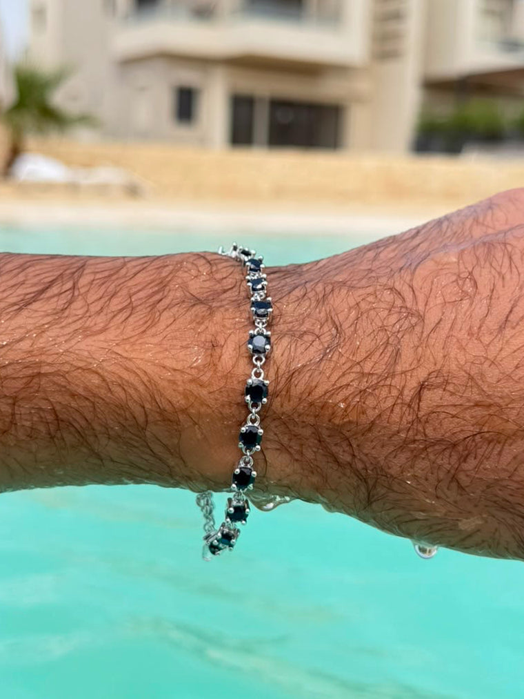 Dark blue Zirconia Bracelet Sterling Silver 925s |(18+4cm Extension)