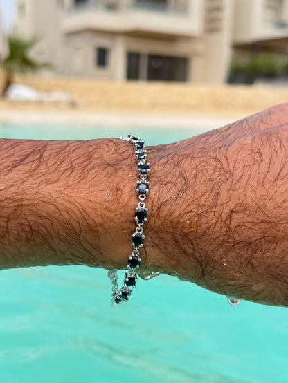 Dark blue Zirconia Bracelet Sterling Silver 925s |(18+4cm Extension)