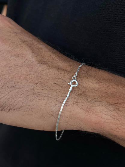 Sleek Bracelet for Men's Sterling Silver 925s-(2mm-21cm)