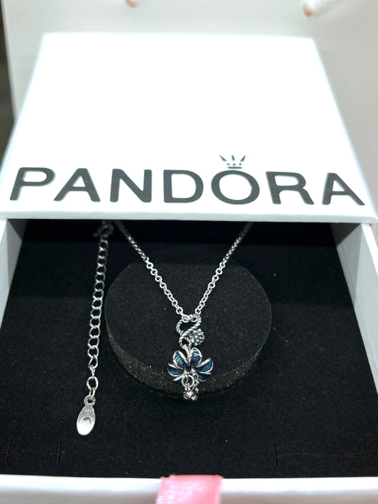 Pandora Enamel Flower Floral Plant Necklace