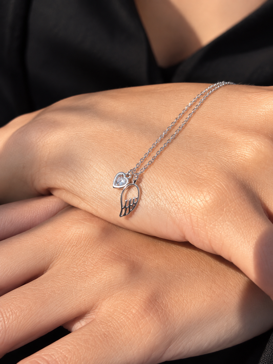 Heart -Wing Necklace in Sterling Silver 925s