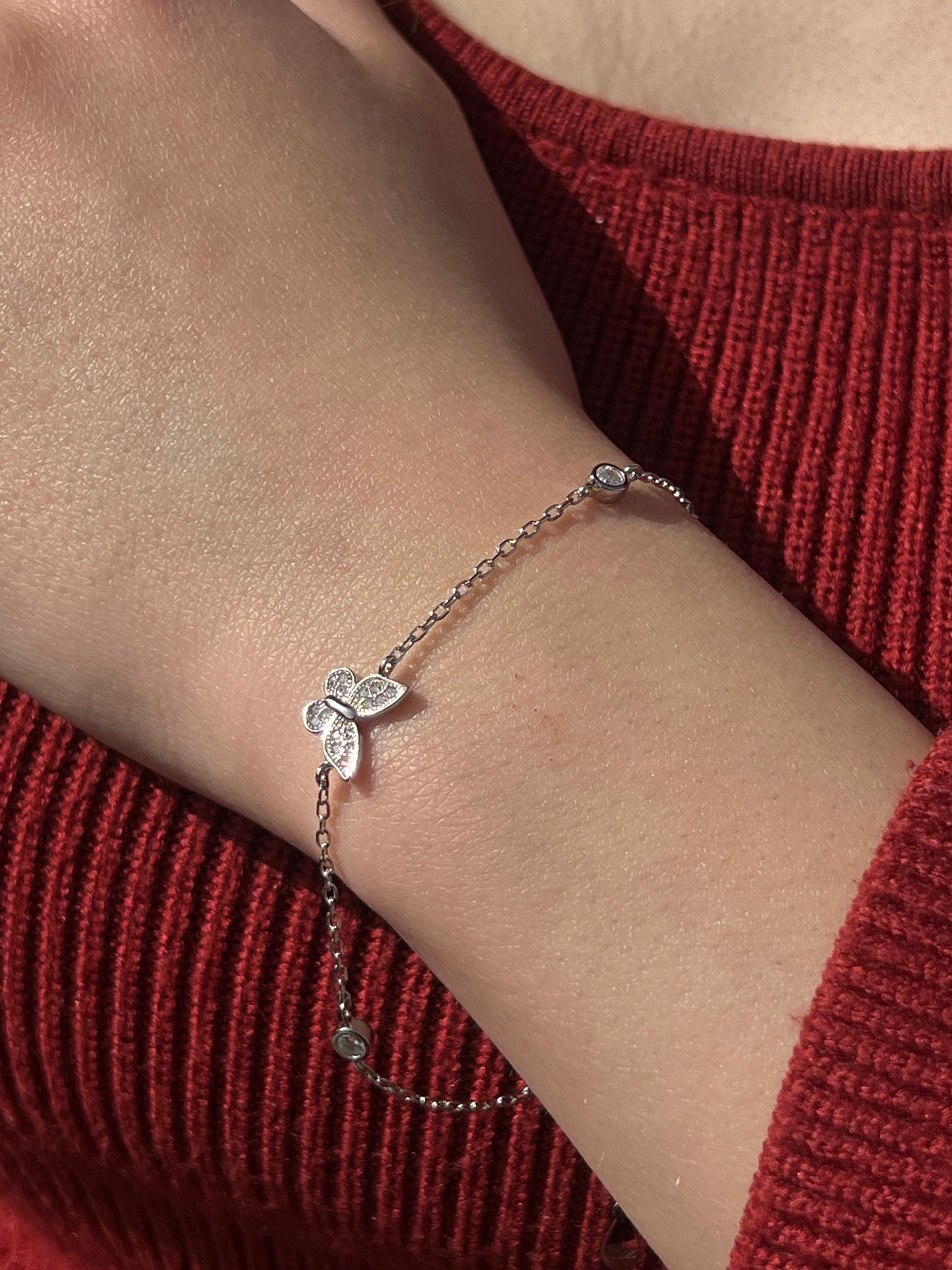 Zirconia Butterfly Bracelet -in Sterling Silver -925