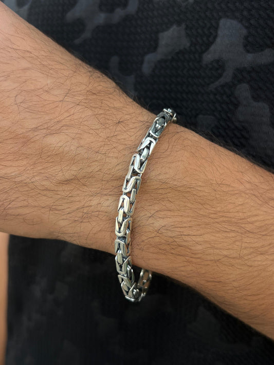 Thick King Bracelet for Men Sterling Silver 925s,21cm-5mm