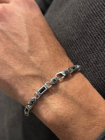 Black Guardian bracelet for men-Pure925s (19cm-6mm)