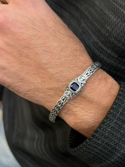 BLUE GRAVITY Bracelet in Sterling Silver 925s-(22cm-7mm)