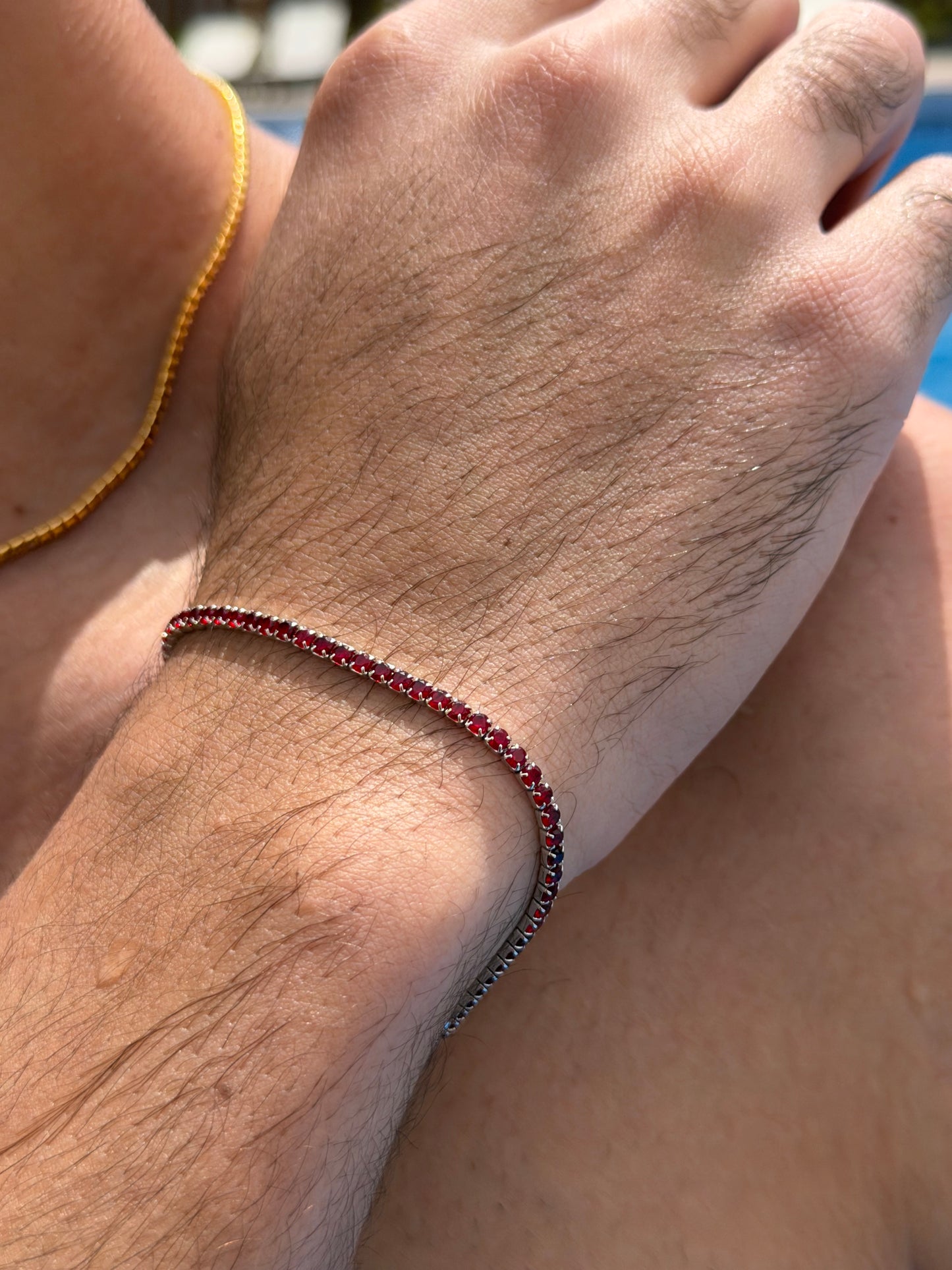 RED Tennis Bracelet Sterling Silver 925s
