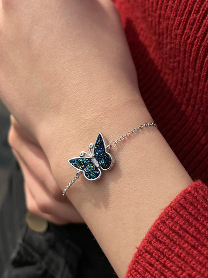 Blue Butterfly Bracelet -in Sterling Silver -925
