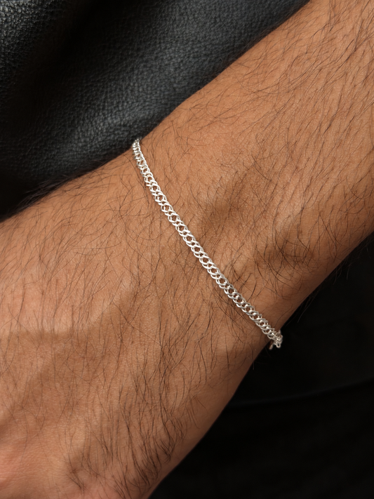 Double Twisted Grommet Bracelet for Men's Sterling Silver 925s -3mm-