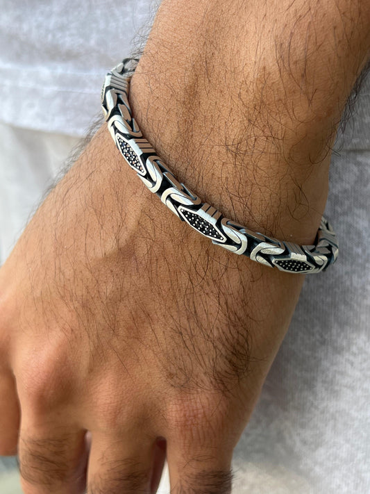 Massive Sleek zirconia King Bracelet for Men Sterling Silver 925s,20,5cm-5mm