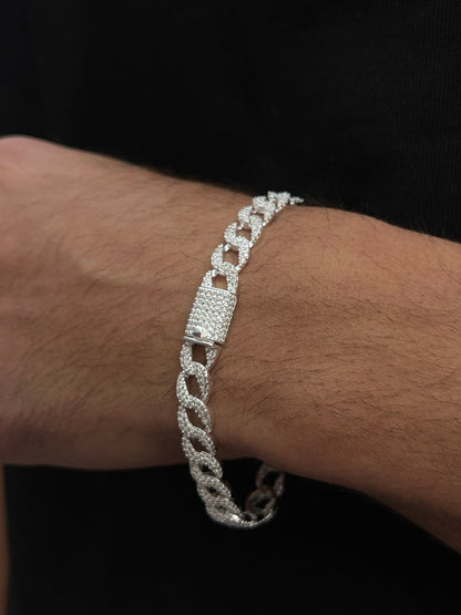 Medium Iced Gangster Chain Bracelet S925 Sterling Silver for men