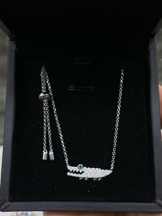 Monaco Crocodile Necklace -sterling Silver-925s ( Tall)