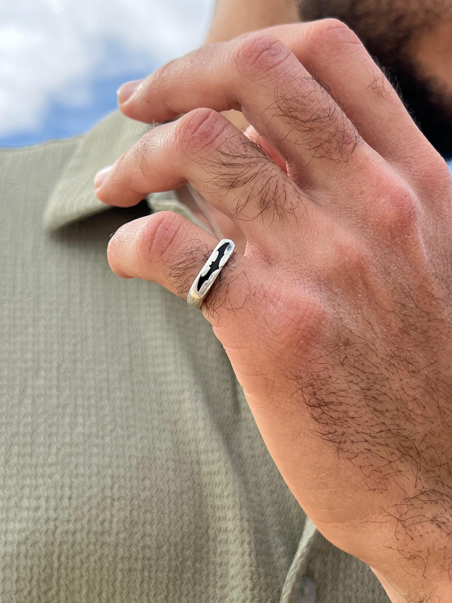 Batman Ring for Men in Sterling Silver 925s
