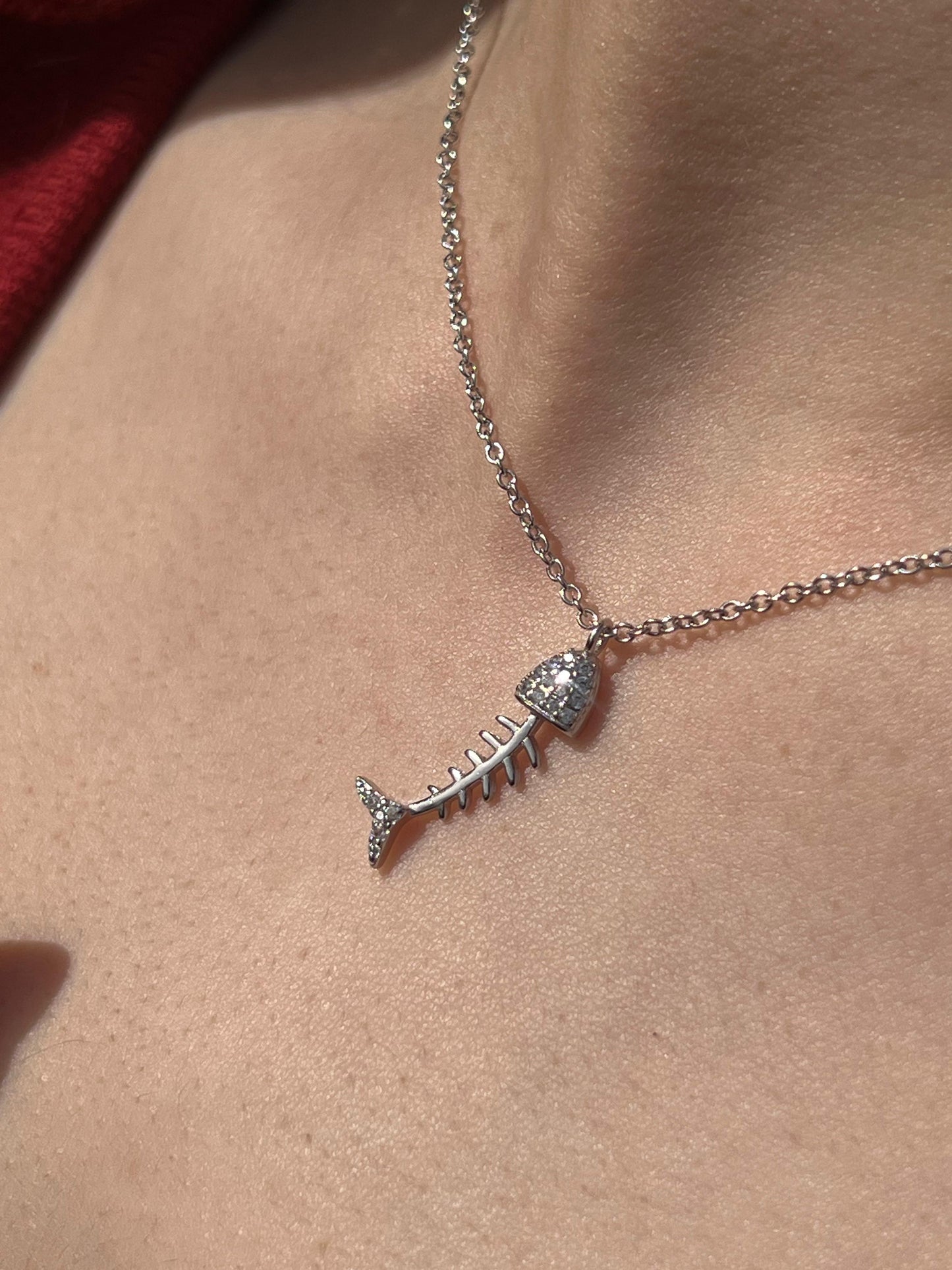Fishbone Necklace-in Sterling Silver -925