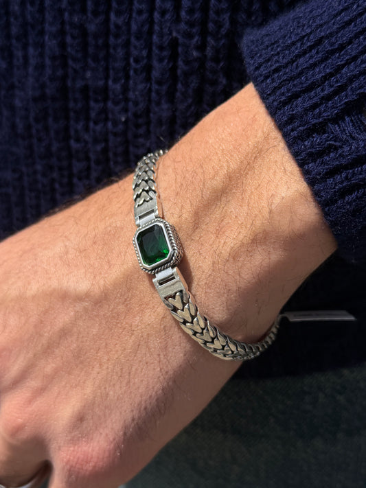 Emerald Green Bracelet S925 Sterling Silver -(20cm-8mm)