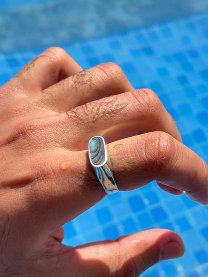 Abalone Dome Signet Ring in Sterling Silver 925s