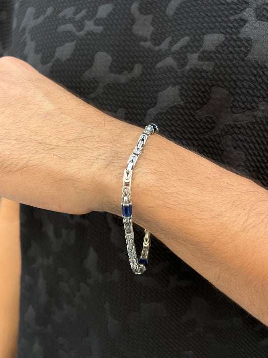 Thick Ocean Zirconia king Solid Bracelet for Men's Sterling Silver 925s