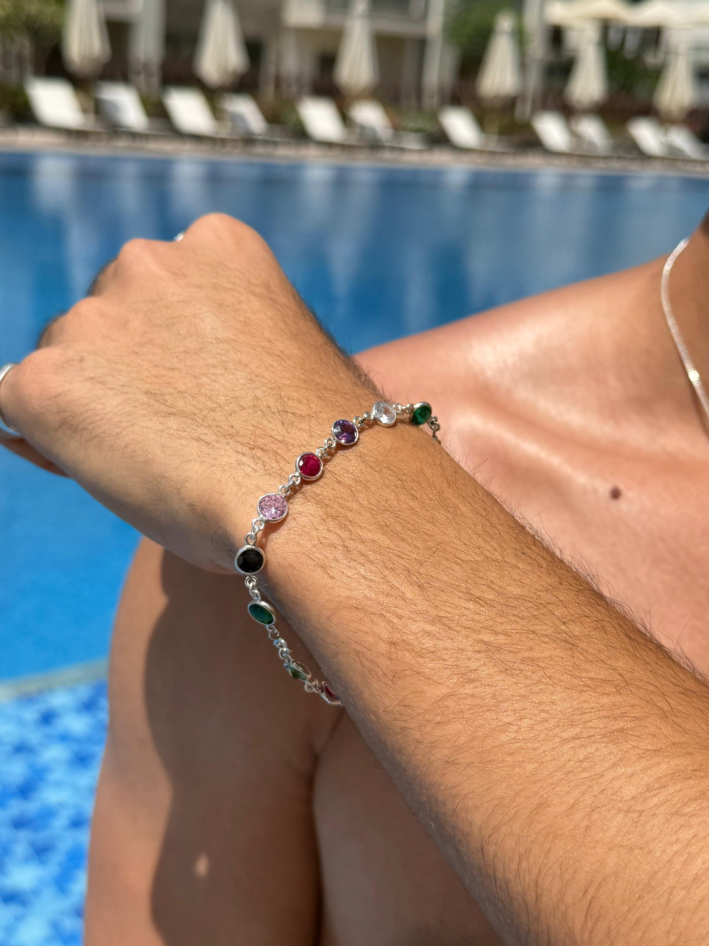 Multi ZIRCONIA Bracelet Sterling Silver 925s