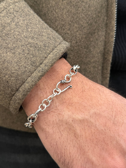 Chrono link -S925 Sterling Silver Bracelet-20cm-7mm