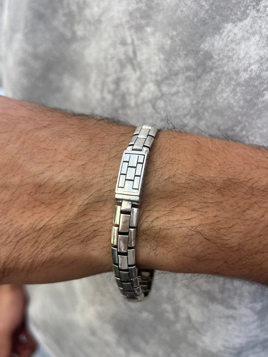 Brick Layer Chain Bracelet for Men's Sterling Silver 925s
