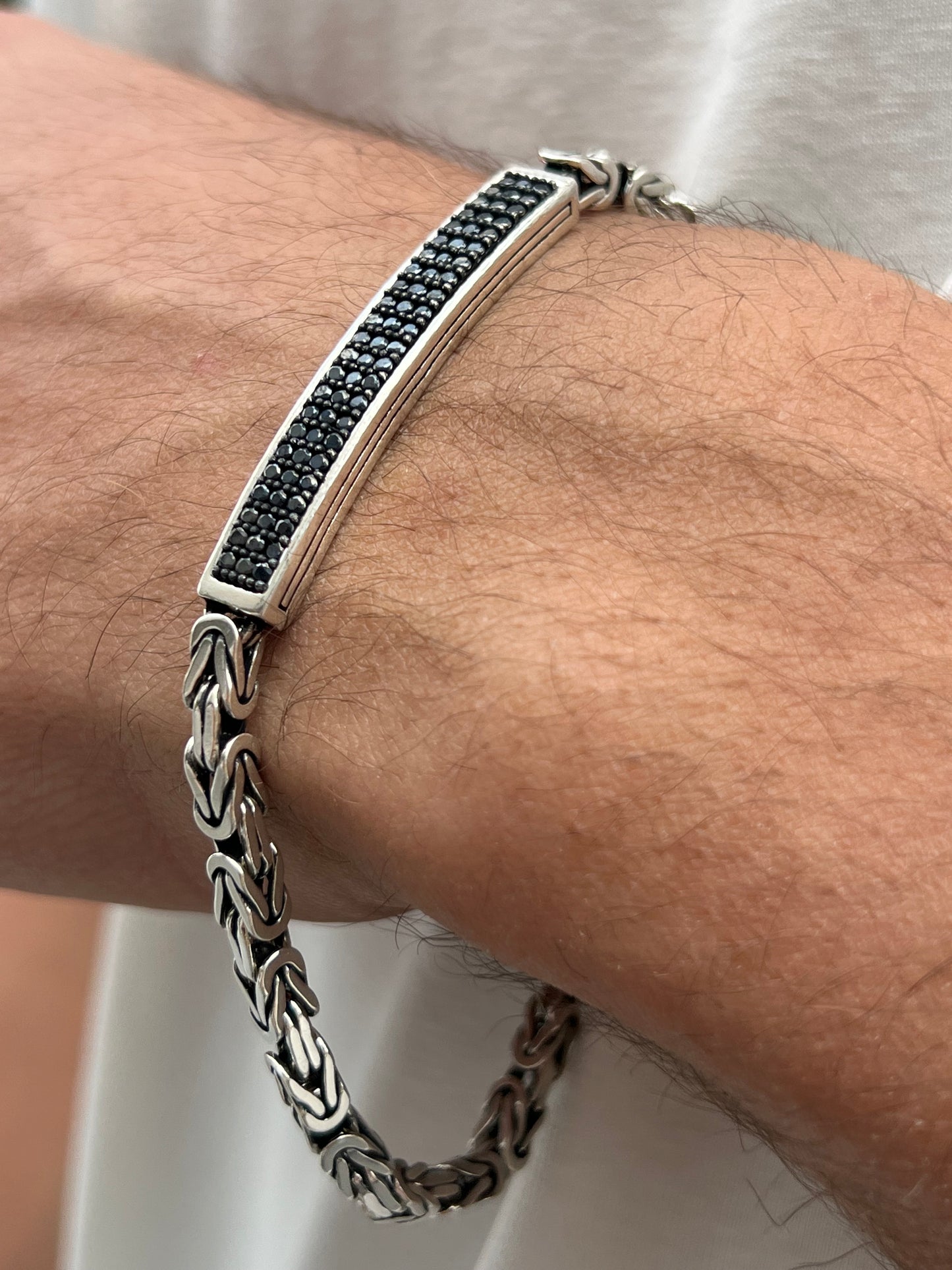 Black zirconia king bracelet S925 Sterling Silver for men