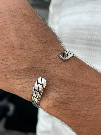 10mm- GeoCode Sleek Bangle for Men's Sterling Silver 925s
