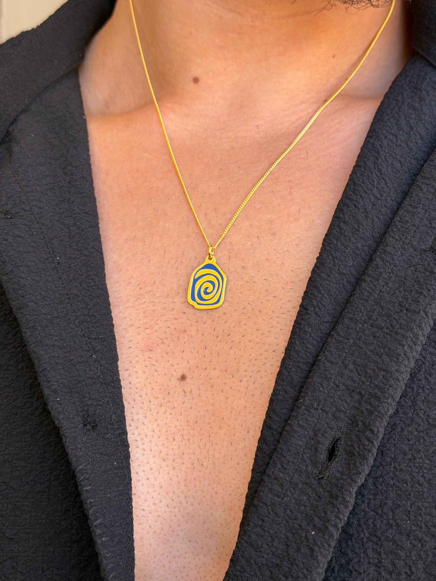 Blue Spiral Cord Necklace Sterling Silver 925s-Fine Gold Plated