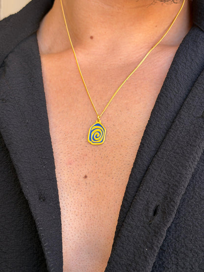 Blue Spiral Cord Necklace Sterling Silver 925s-Fine Gold Plated