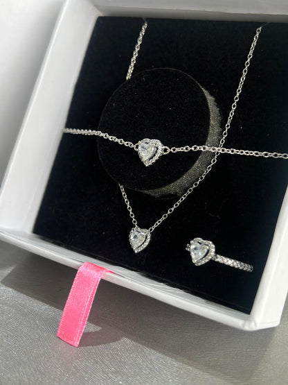 Heart Trio Set with bracelet-Italian Silver 925