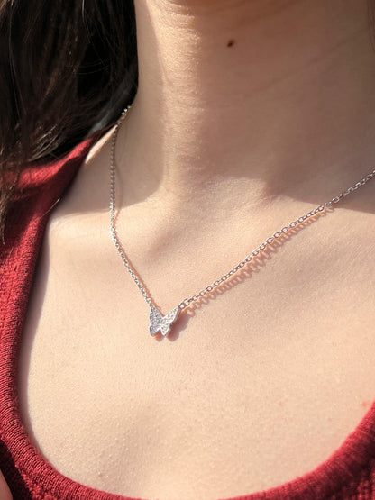 Sparkling butterfly Necklace-in Sterling Silver -925