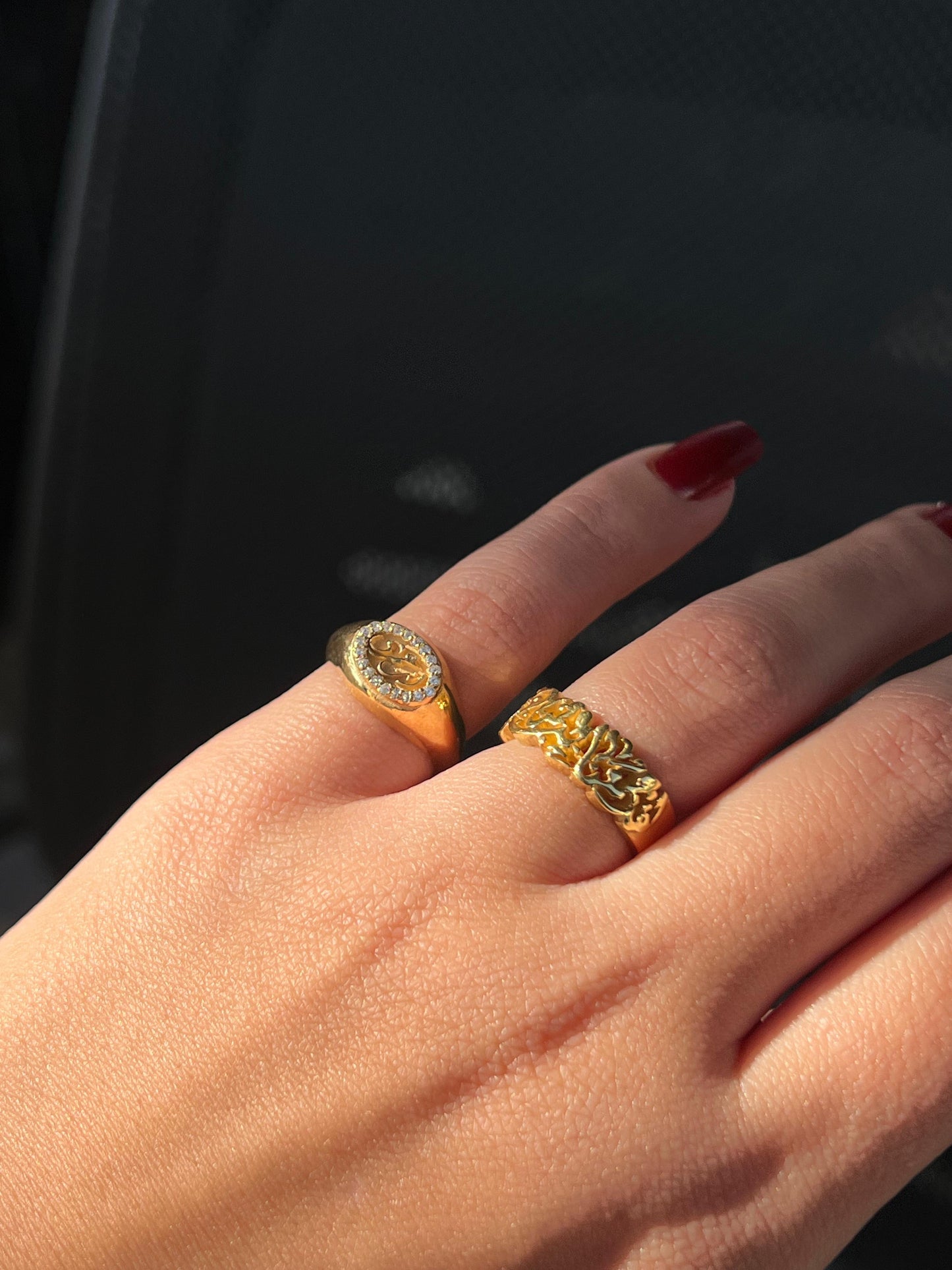 “Enta Omry” Pinky Ring 
 -in Sterling Silver -925- Fine Gold Plating