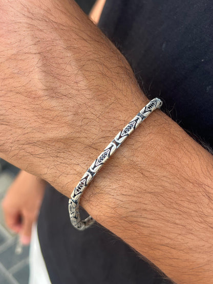 Black Zirconia King Bracelet for Men's Sterling Silver 925s-(22cm-4mm)