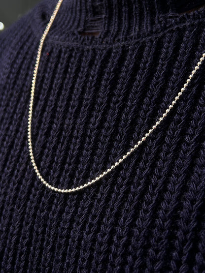 Beaded Necklace for Men's Sterling Silver 925s- (60cm-2mm)