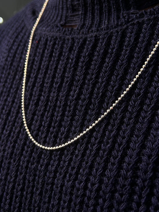 Beaded Necklace for Men's Sterling Silver 925s- (60cm-2mm)