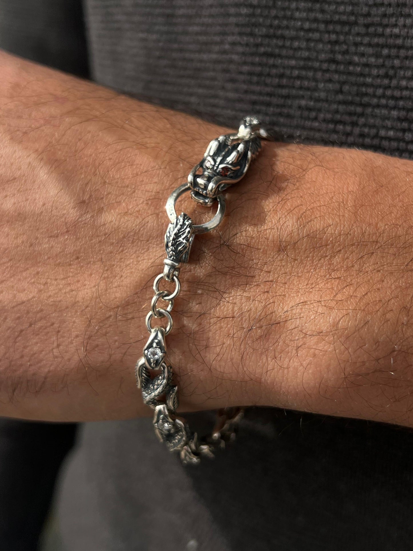 Limited Edition-Dragon bracelet for men-Pure925s (21cm-9mm)