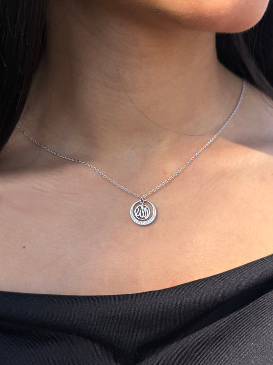 Zirconia Allah -الله Necklace in Sterling Silver 925s