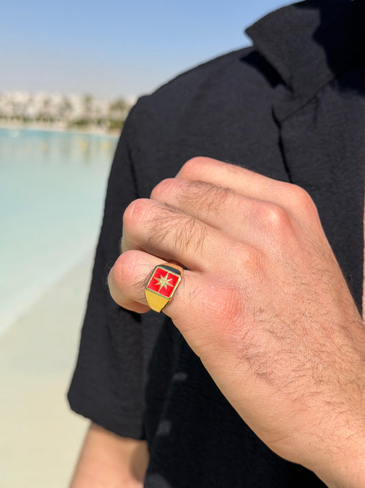 RED Northbound Ring in Sterling Silver 925s-Fine Gold Plated