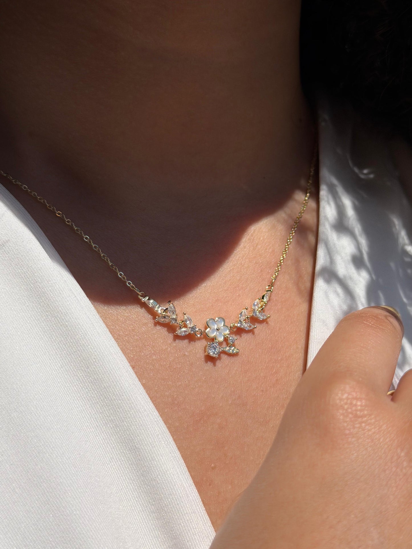 Gold Plated Floral Symphony  Necklace in Sterling Silver 925s