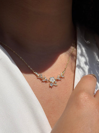 Gold Plated Floral Symphony  Necklace in Sterling Silver 925s