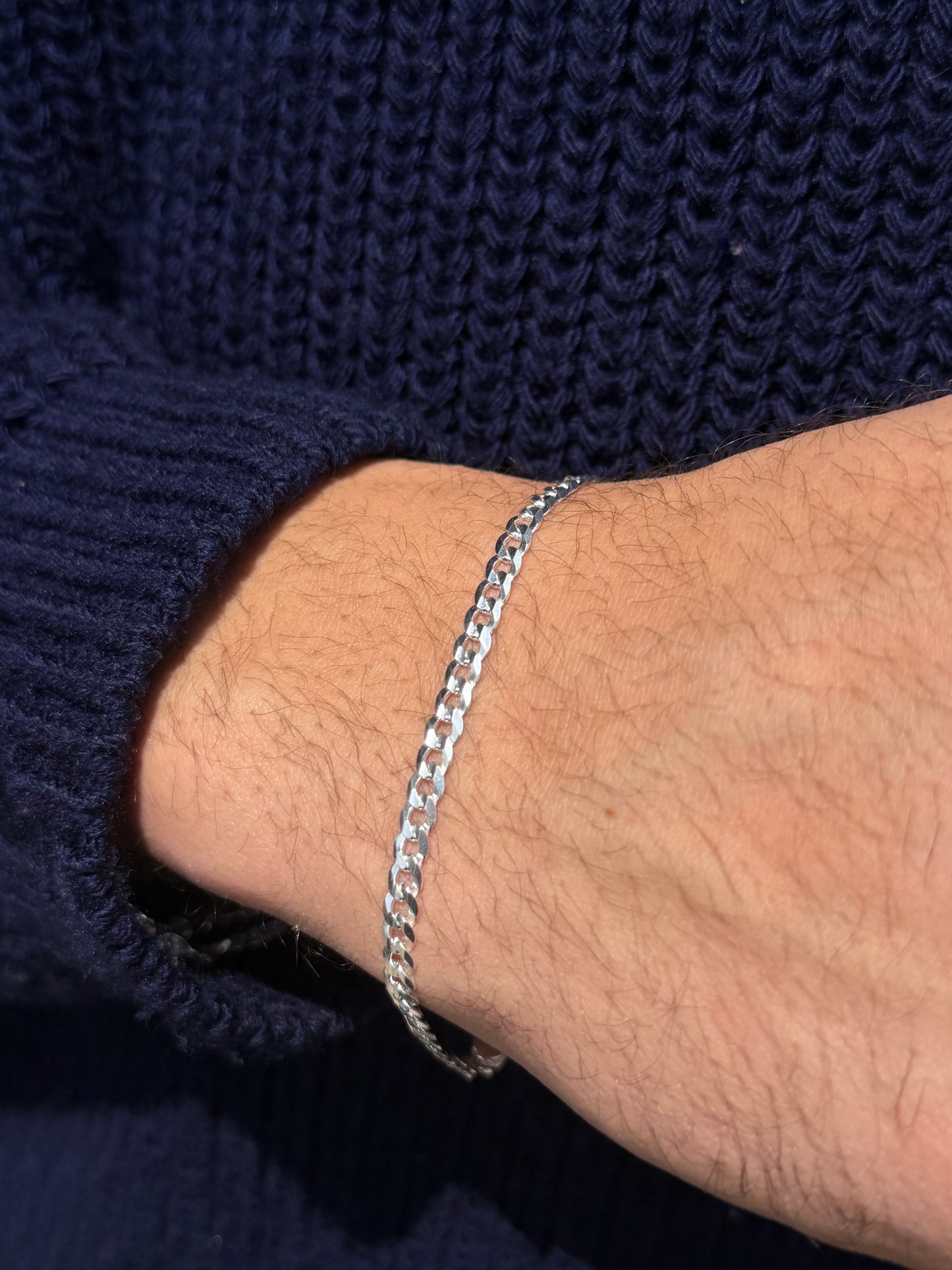 Cut Grommet Bracelet for Men's Sterling Silver 925s(4mm)