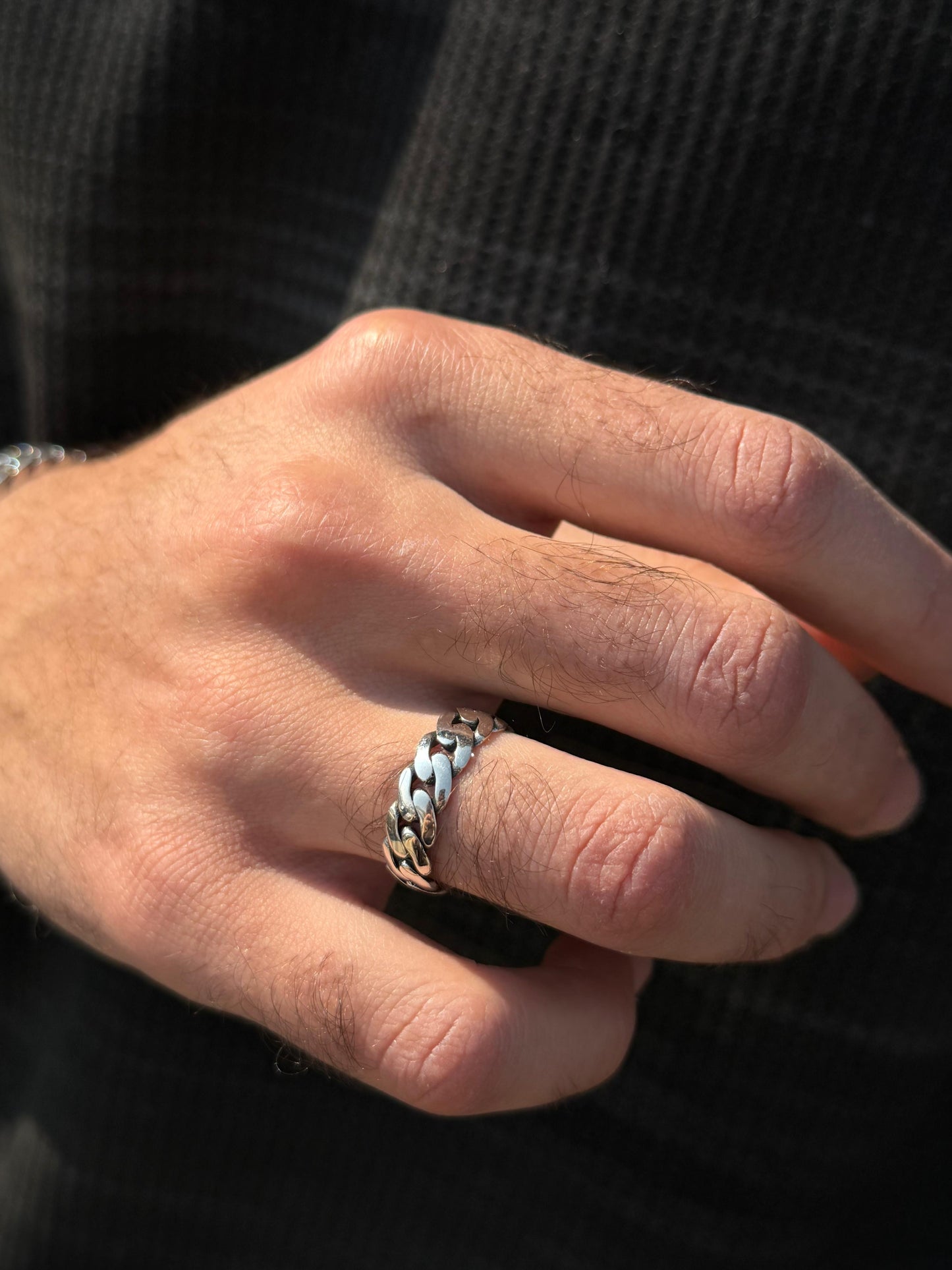 Grommet Band Ring -for Men's Sterling Silver 925s