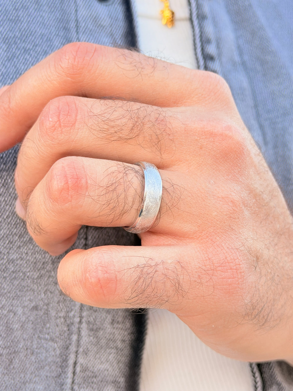 Strata Band -Engagement Ring in Sterling Silver 925s-6mm-