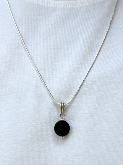 Onyx Rattail Necklace for Men's Sterling Silver 925s