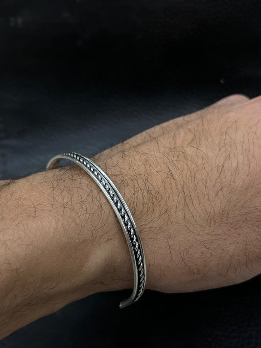 Twisted oxidised Men bangle-S925 Sterling Silver bangle for men