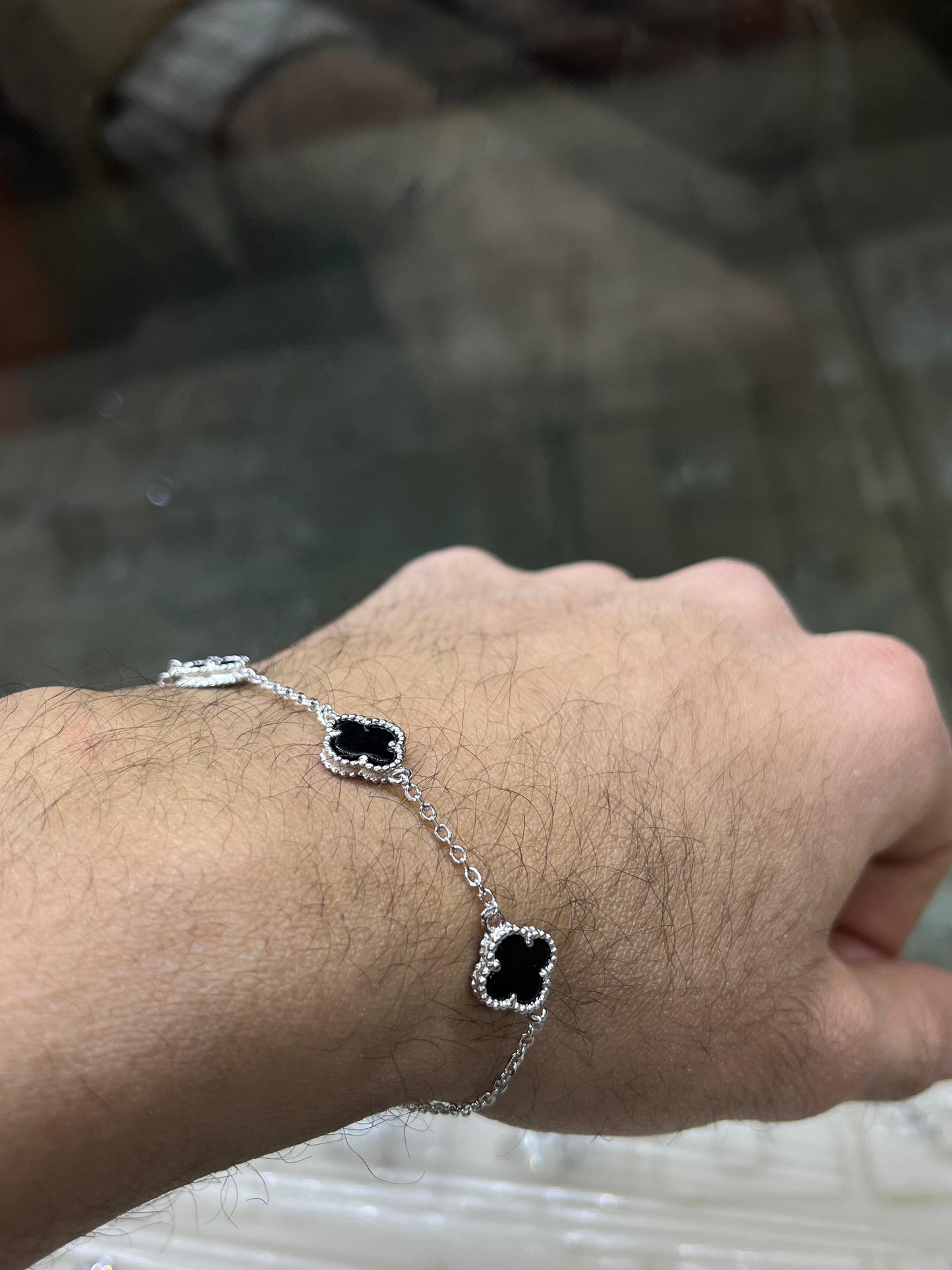 Medium Slim، Men’s 3 Van Cleef & Arpels Black Onyx Bracelet in Italian Silver S925