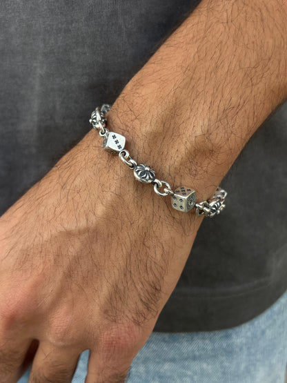 Dice Bracelet for Men's Sterling Silver 925s-(19cm)