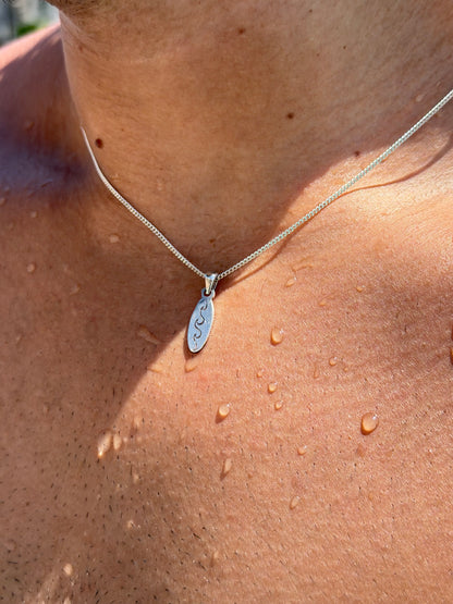Wave Tag Necklace in Sterling Silver 925s